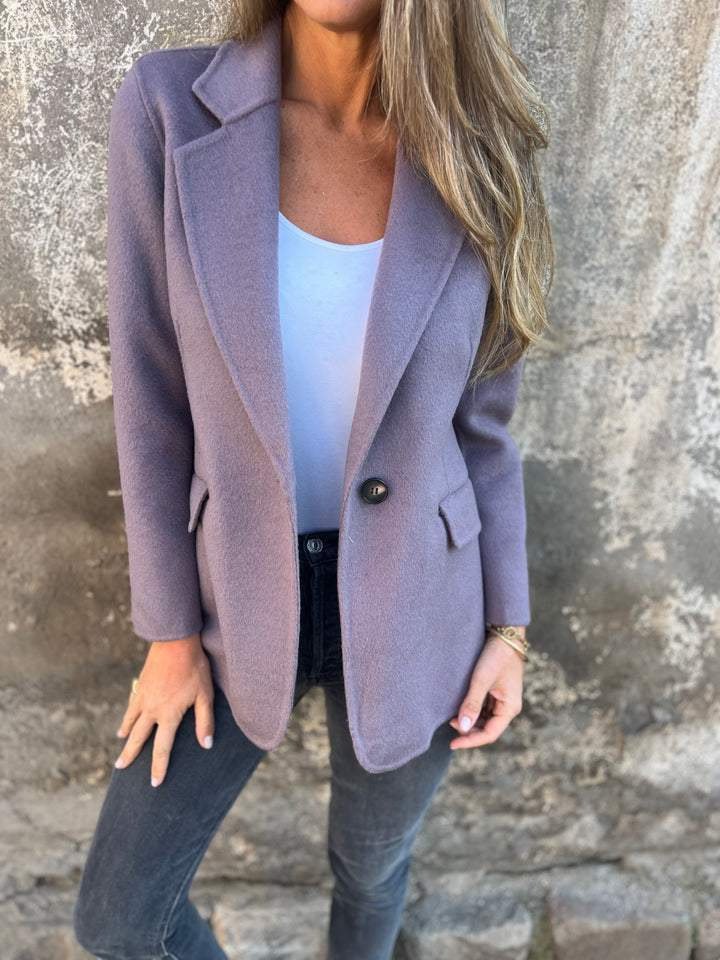 Ins Button Lapel Short Blazer Winter Fashion Commuter Jacket Outwear Women's Clothing - Light Purple, L image