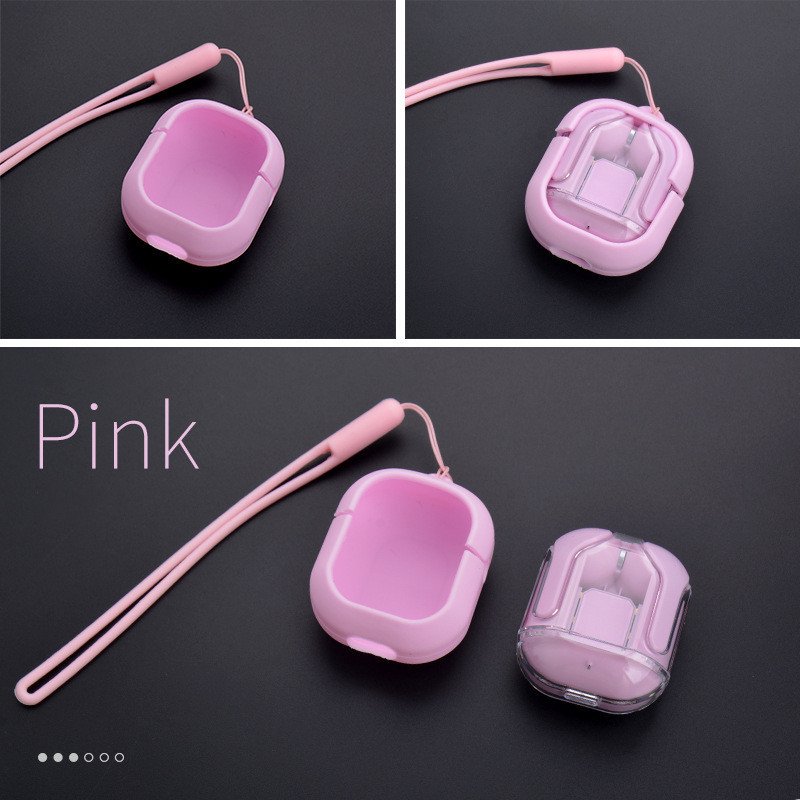 New Mini Transparent Wireless Bluetooth Headset Digital Display ENC Noise Reduction True Wireless Sports Music - Purple headphone case image