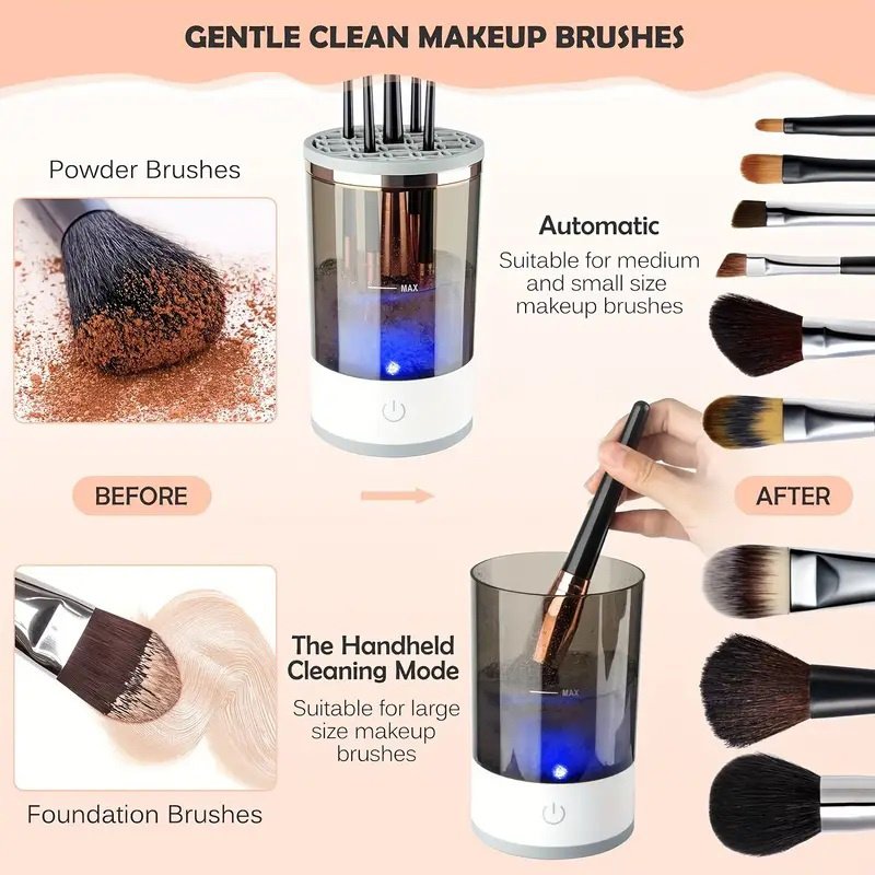 Makeup Brush Cleaner Automatic Rotating Makeup Brush Cleaner USB Portable Electric Cosmetic Makeup Brush Rotary Washing Machine image 1