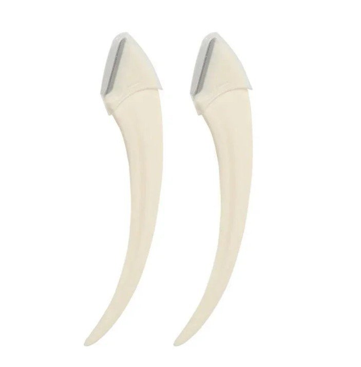 Eyebrow Trimming Knife With Comb Curved Moon Small Beauty Supplies Gadgets - White, 2pcEyebrow knife image