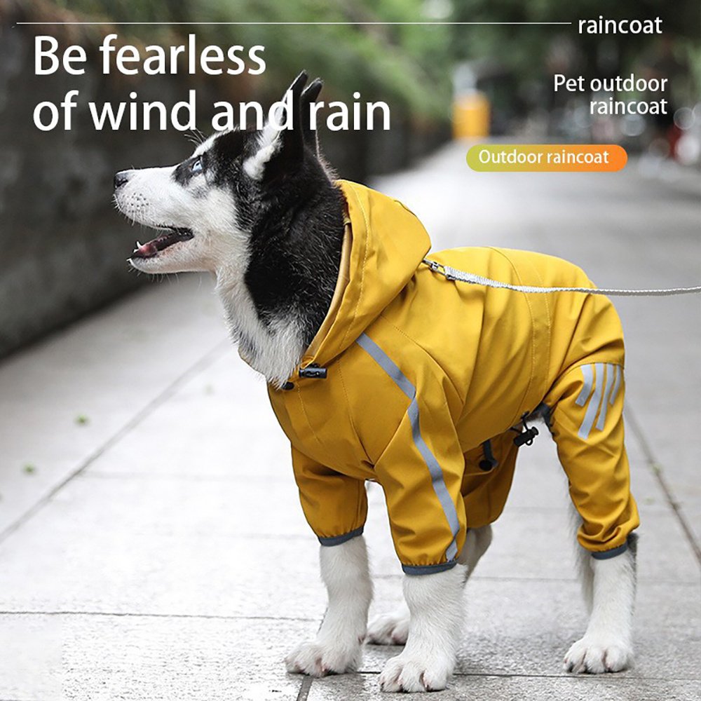 Dog Raincoat With Reflective, Waterproof Dog Rain Jacket With Hood, Leash Hole, Reflective Strap For Small Medium Dogs, Lightweight Puppy Clothes image 2