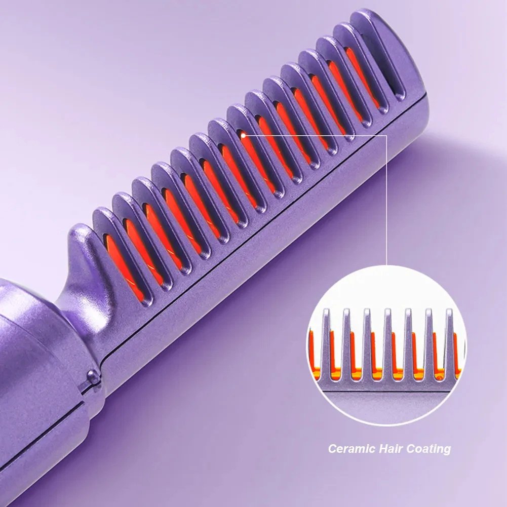 Professional Wireless Hair Straightener Curler Comb Fast Heating Negative Ion Straightening Curling Brush Hair Styling Tools image 4