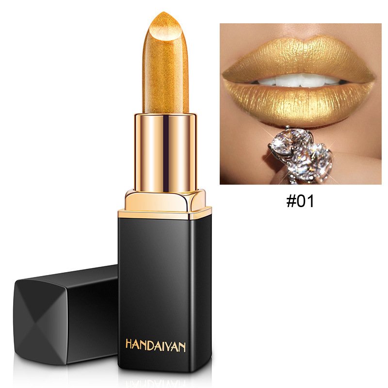 Shiny Metallic Lipstick Pearlescent Color Temperature Change Lipstick Gilt Lipstick - 1 style image