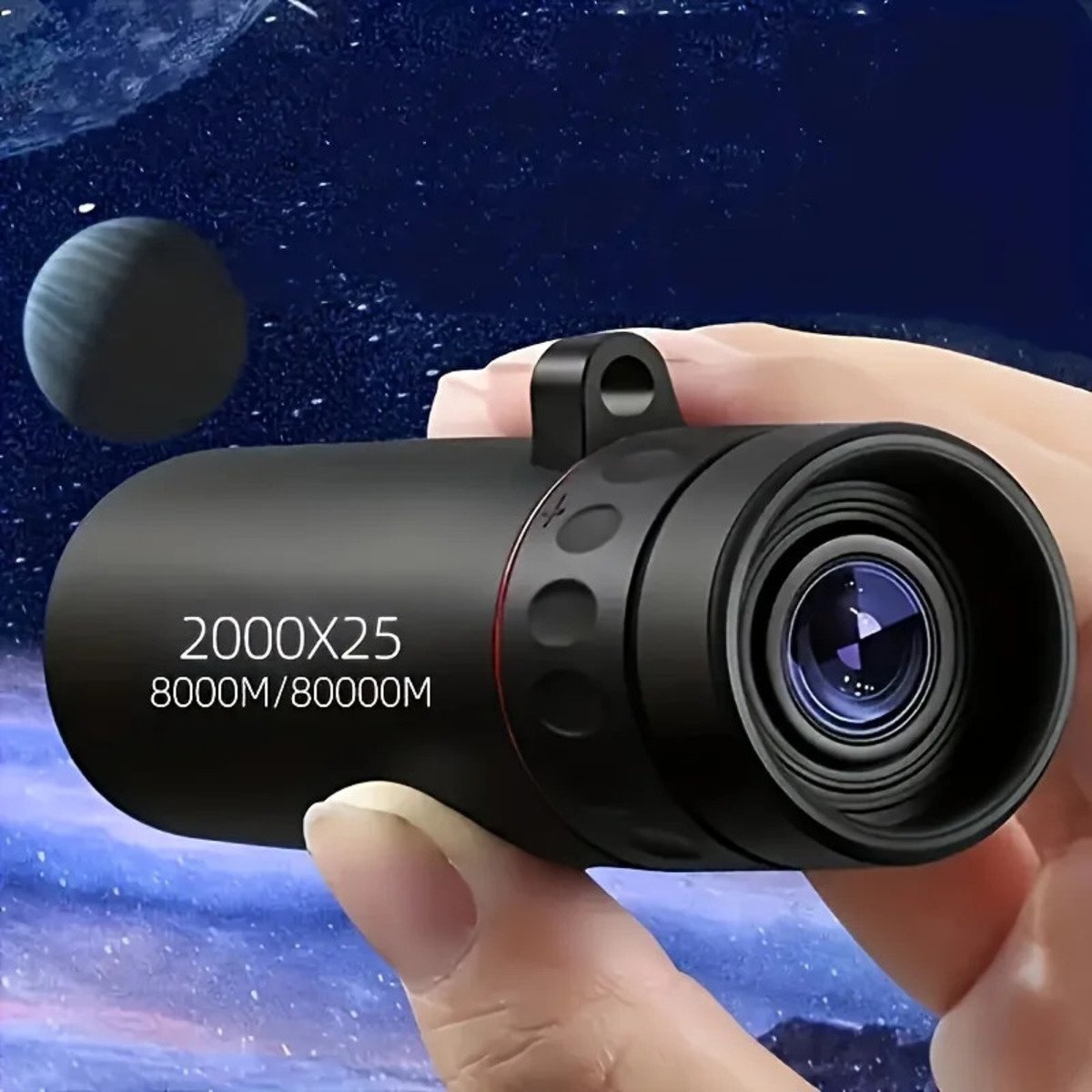 2000x25 HD Monocular Telescope Mini Portable Mobile Phone Telescope With Holder Outdoor Camping Hunting Birdwatching Telescopes - Black image