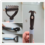 Grooming Brush For Pet Dog Cat Deshedding Tool Rake Comb Fur Remover Reduce 2-Side Dematting Tool For Dogs Cats Pets Grooming Brush Double Sided Shedding And Dematting Undercoat Rake Hair Removal Comb image 5