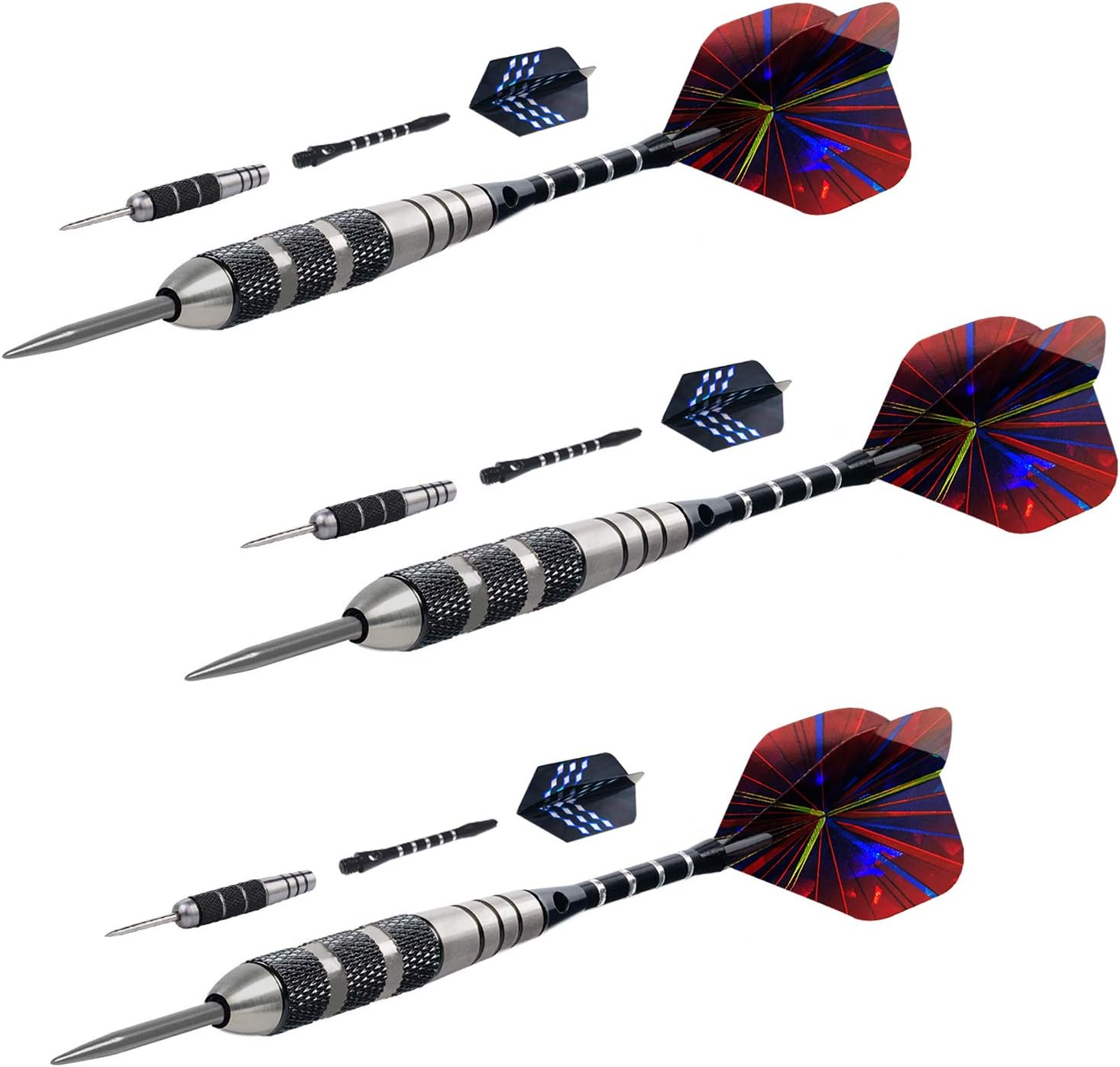 Darts Metal Tip Set Professional Metal Darts for Dartboard Steel Tip Darts with Nonslip Iron Barrel Aluminum Dart Shafts,Extra Flights,Dart Sharpener,Gift Box image 4
