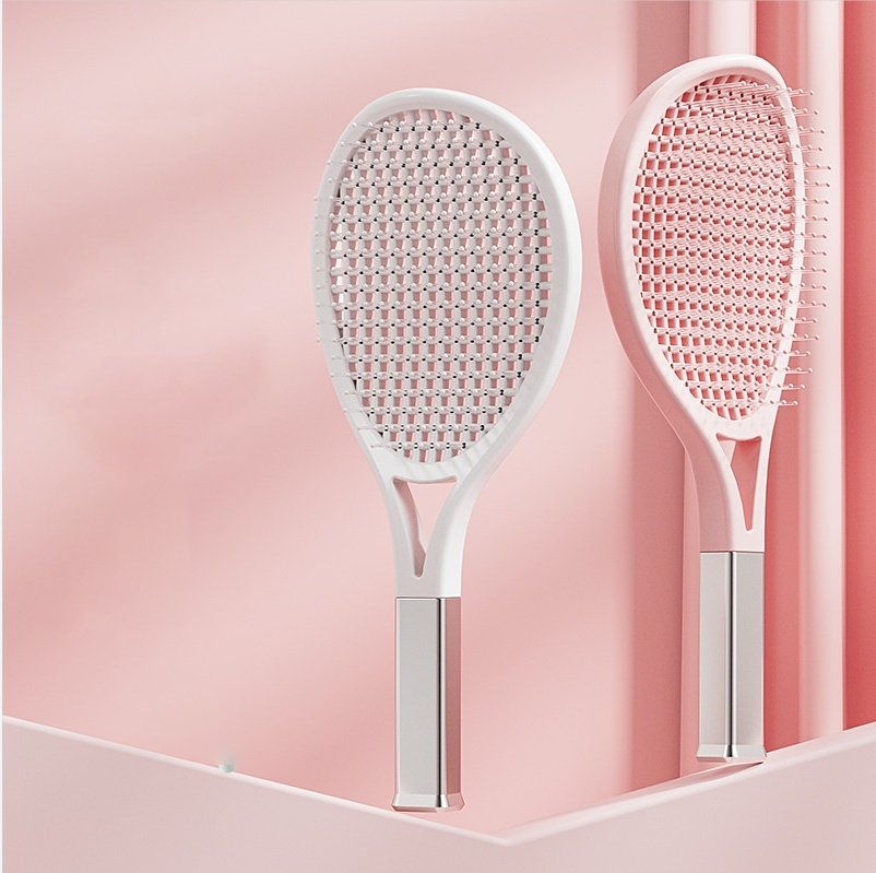 Hair Comb Tennis Racket Fluffy Combs High Skull Top Hair Artifact Airbag Cushion Massage Comb Barber Tools Hair Detangler Hairbrush For Thick Hair Self Cleaning Curly Hair Brush For Curly Hair image 2