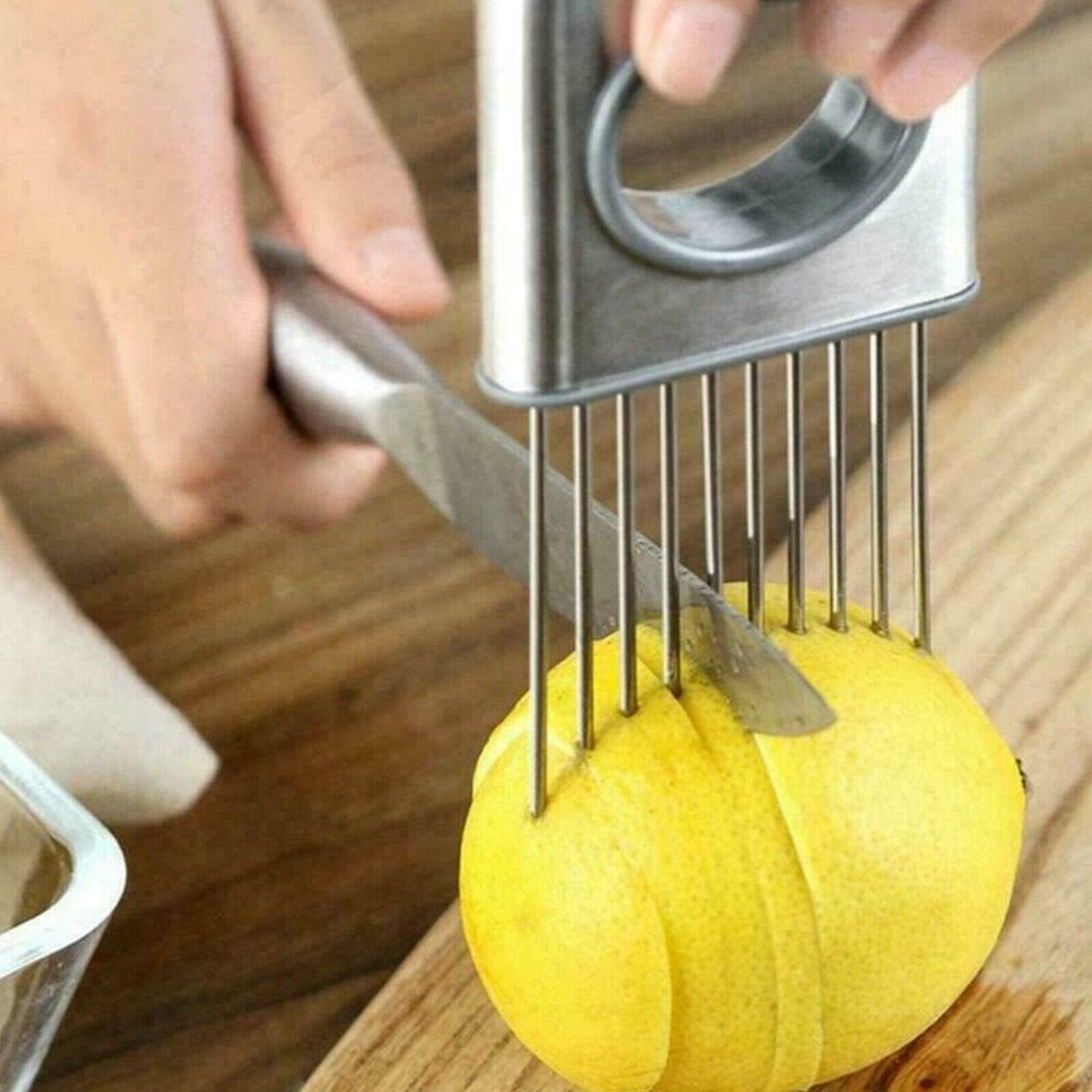Onion Holder Slicer Vegetable Tools Tomato Cutter Stainless Steel Kitchen Gadget image 8