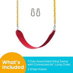 Outdoor Swing Seat Replacement - Pack of 1 Replacement Swings for Swingsets for outside with Plastic Coated Chains and 2 Hooks, Playground Accessories, Red image 5