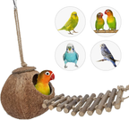 Natural Coconut Hideaway with Ladder, Bird and Small Animal Toy (House with Ladder, Natural Surface) image 1