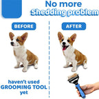Grooming Brush For Pet Dog Cat Deshedding Tool Rake Comb Fur Remover Reduce 2-Side Dematting Tool For Dogs Cats Pets Grooming Brush Double Sided Shedding And Dematting Undercoat Rake Hair Removal Comb image 8