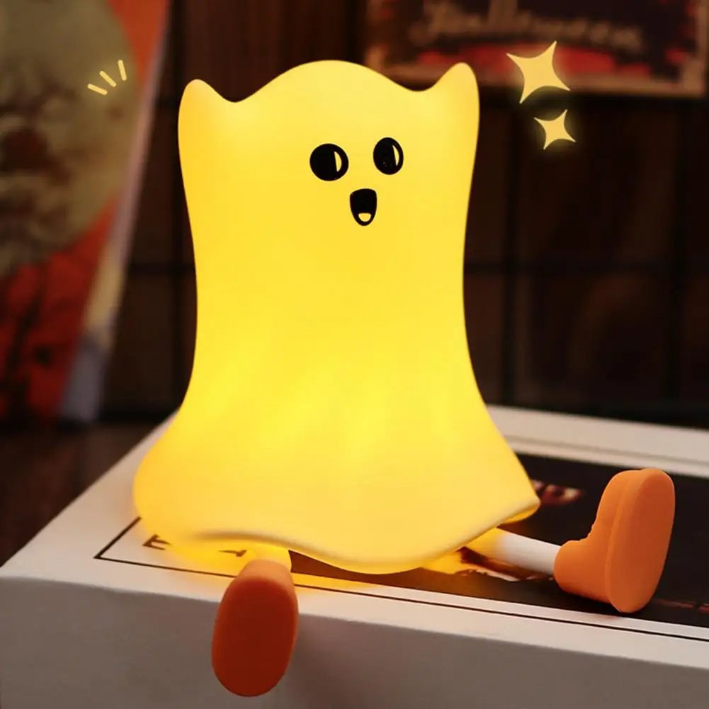 Halloween Silicone Ghost Shaped Bedside Lamp With Touch Control Soft Glow For Water-resistant Decoration image 5