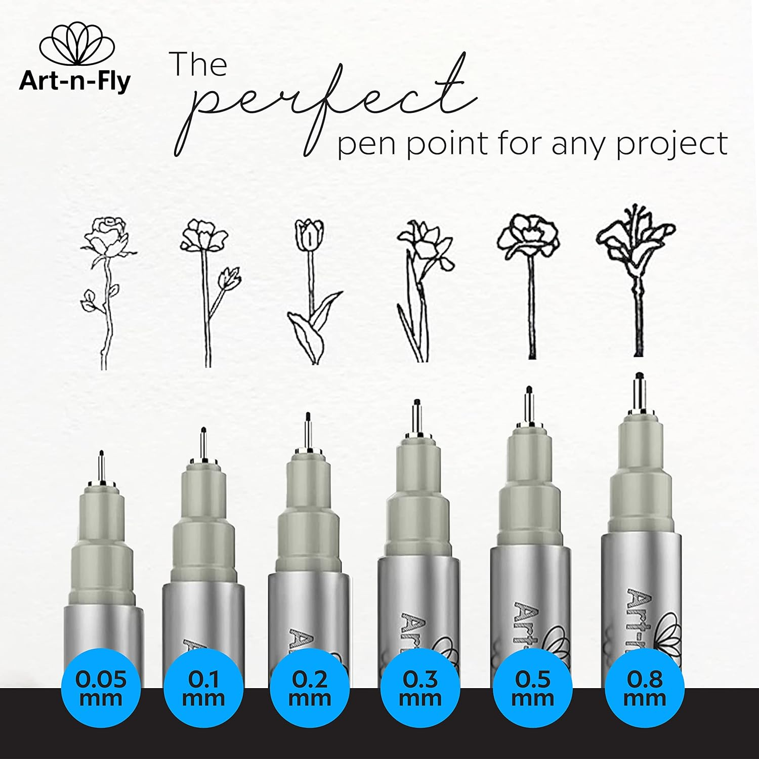 Micro Pen Set - 6 Assorted Sizes - Black Ink Fineliner Pens | Waterproof, No Bleed &amp; Quick-Dry Fine Point Pen with Japanese Archival Pigment Ink for Drawing, Sketching, Manga, Illustration image 4