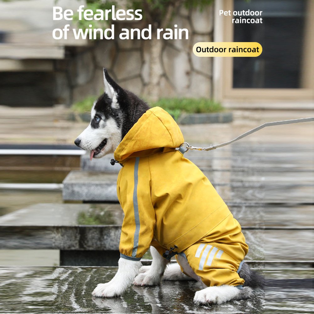Dog Raincoat With Reflective, Waterproof Dog Rain Jacket With Hood, Leash Hole, Reflective Strap For Small Medium Dogs, Lightweight Puppy Clothes image 0