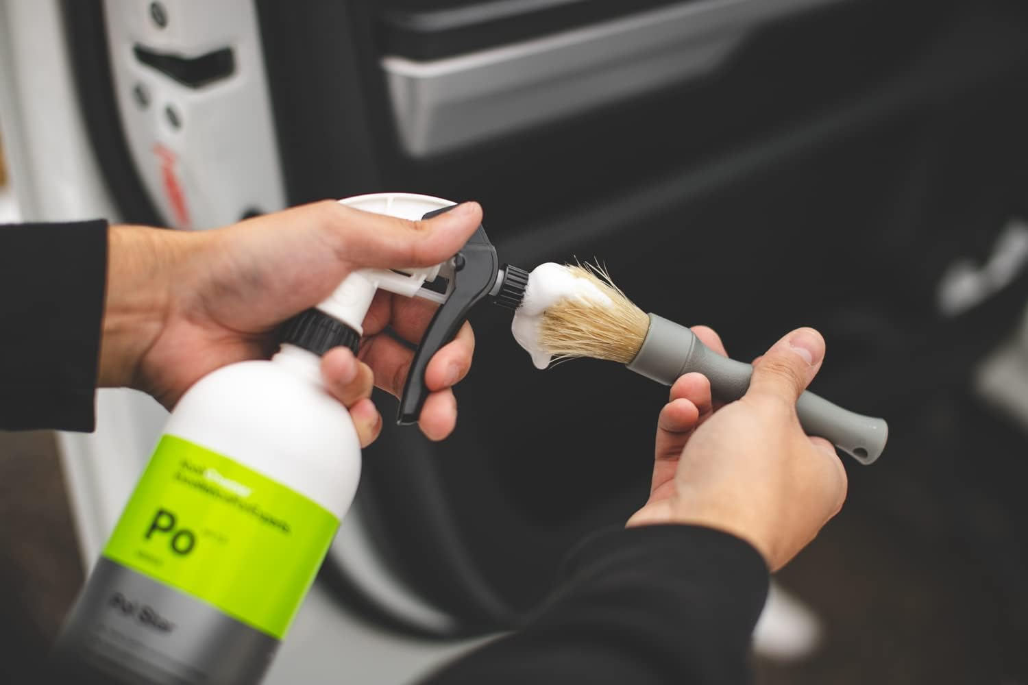 Boar Hair Detailing Brush Large, Comfortable Grip and Heavy-Duty Scrubbing for Interior, Exterior, Engine Bay, Wheels, Exhaust Tips, Textured Plastic image 3