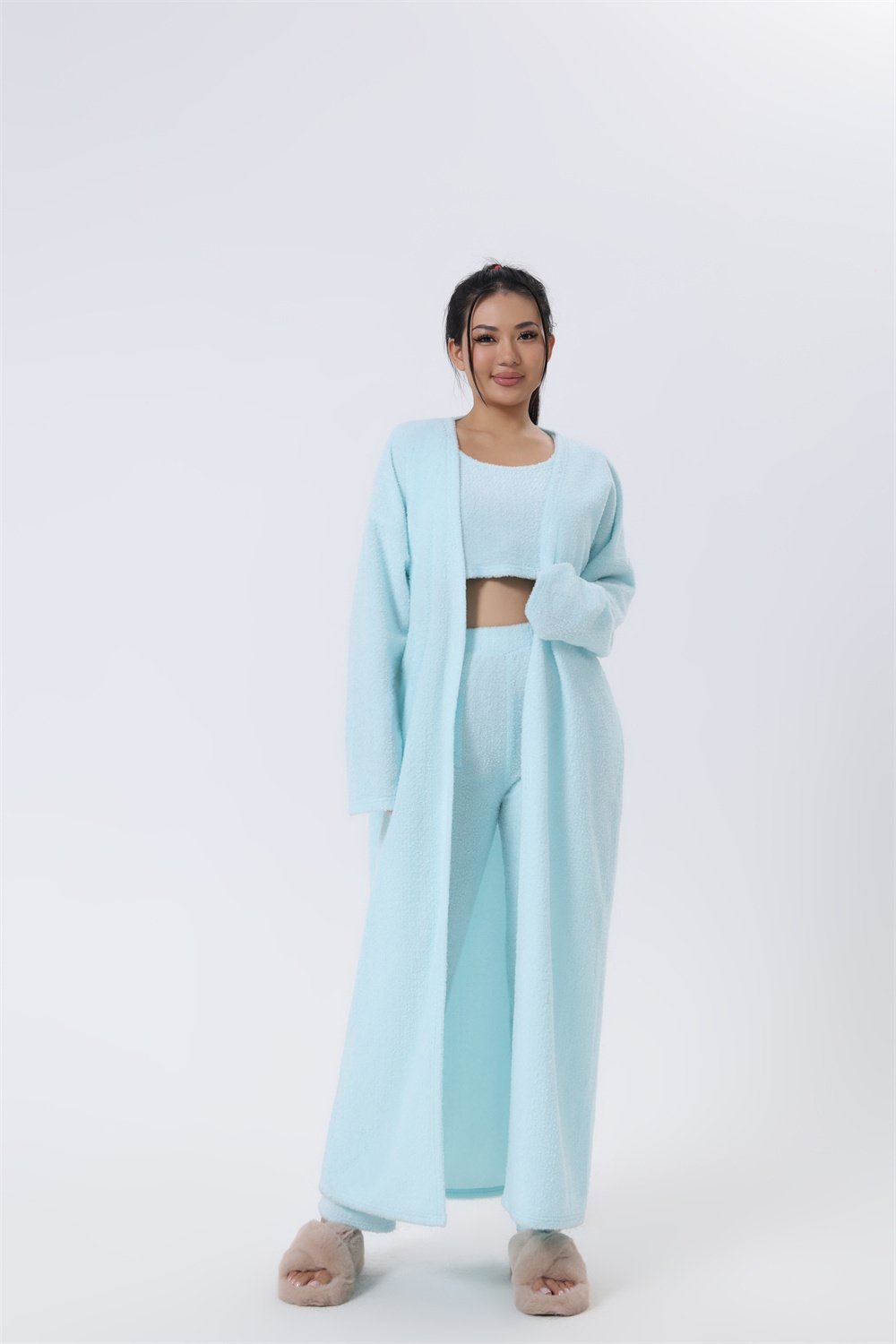 Cozy Pajama Set, 3 Piece Lounge Set, Cute Loungewear, Warm Suit Sets, Matching Set, Lounge Set, 3 Piece Pant Sets, Women Winter Dress image 7