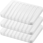 3PCS Self Draining Soap Holder, Premium Silicone Soap Dish, Soap Saver for Shower, Bathroom, Kitchen, Bath Tub, Sponges,Keep Soap Bars Dry Clean,Easy Clean,Extend Soap Life (White) image 0