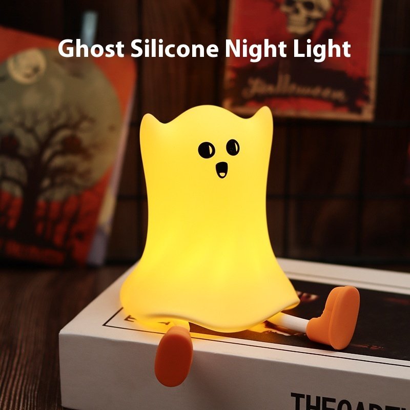 Halloween Silicone Ghost Shaped Bedside Lamp With Touch Control Soft Glow For Water-resistant Decoration image 3
