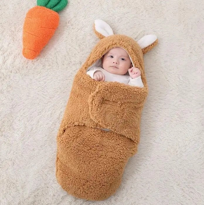 Super Soft Baby Sleeping Bag Fluffy Fleece Newborn Blanket Swaddle Blankets, Unisex Baby Wrap For Newborn Baby Boys Girls With Head-Protecting &amp; Head-Supporting Function, Wearable Swaddle Sleep Sack image 2
