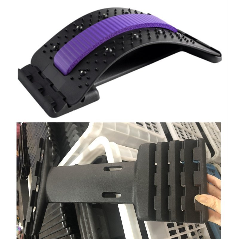 Back Stretcher Adjustable Back Cracker Massage Waist Neck Fitness Lumbar Cervical Spine Support Pain Relief - Purple, Four gears adjustable image