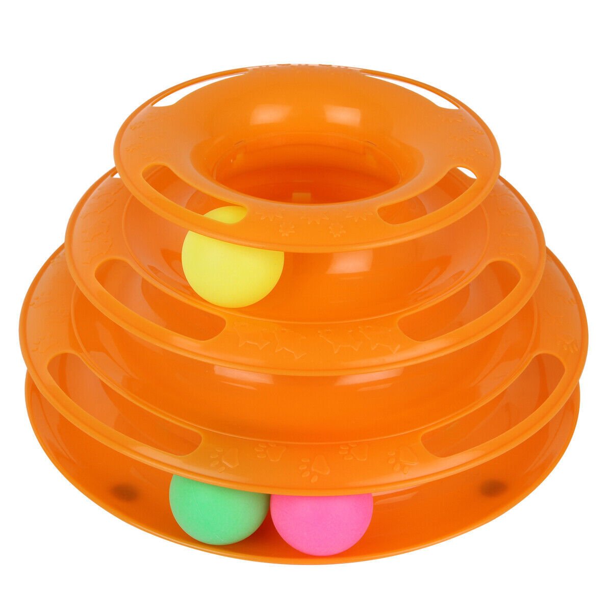 Pet Cat Crazy Ball Disk Interactive Toys Amusement Plate Trilaminar Funny Toy - Orange image