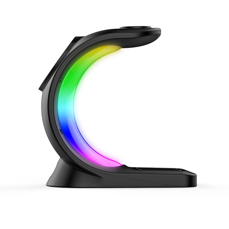 4 In 1 Magnetic Wireless Charger Fast Charging For Smart Phone Atmosphere Light Charging Station For Airpods Pro I-phone Watch image 5