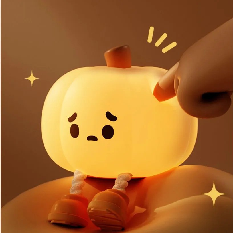 Home Decor Halloween Pumpkin Night Light Cute Soft Silicone Lamp Touch  Dimmable Rechargeable Bedside Decor Light Kids Gifts Halloween Decorations image 1