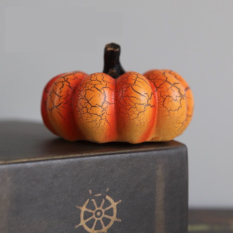 New Halloween Pumpkin Lantern Simulation Pumpkin LED Candle Lamp Resin Luminous Pumpkin - Pumpkin, Shorts image