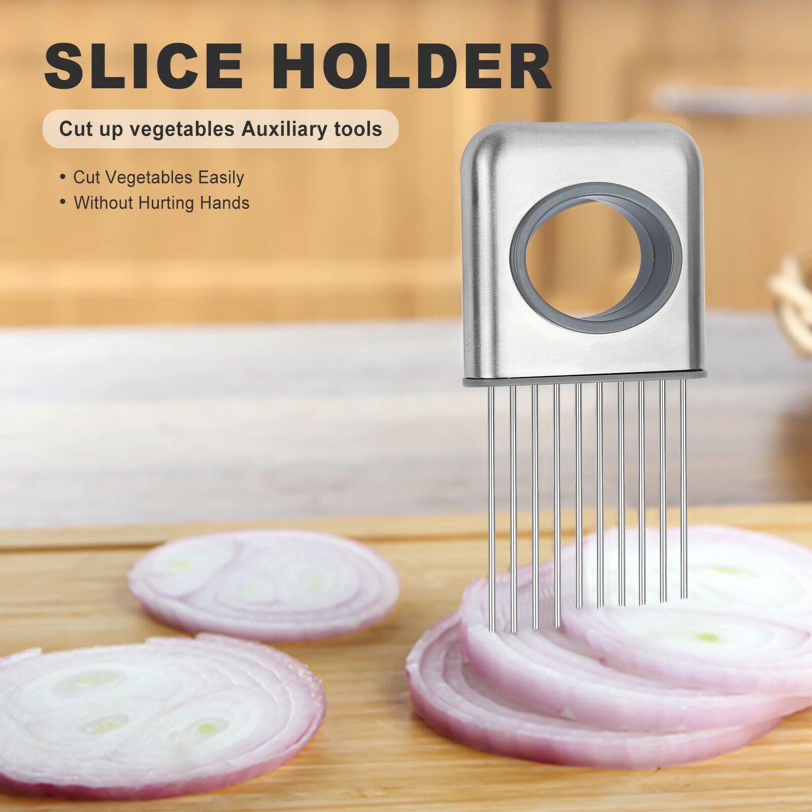 Onion Holder Slicer Vegetable Tools Tomato Cutter Stainless Steel Kitchen Gadget image 3