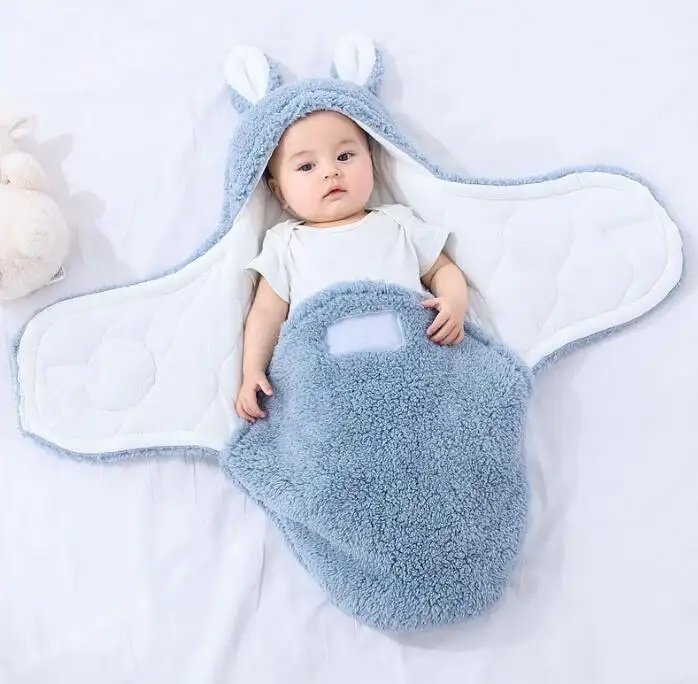 Super Soft Baby Sleeping Bag Fluffy Fleece Newborn Blanket Swaddle Blankets, Unisex Baby Wrap For Newborn Baby Boys Girls With Head-Protecting &amp; Head-Supporting Function, Wearable Swaddle Sleep Sack image 0