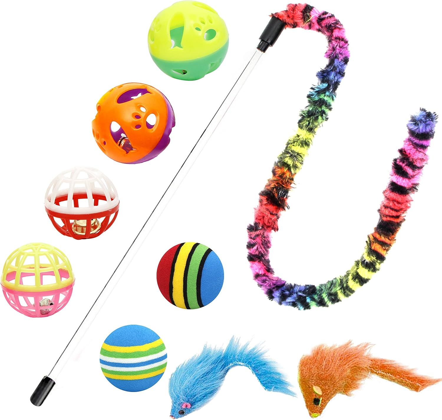 18 Cat Toys Assortments - Teaser Wand, Interactive Bell Toy, Sparkle Balls for Kitten, Puppy, Kitty (With Hide Seek Toy) image 1
