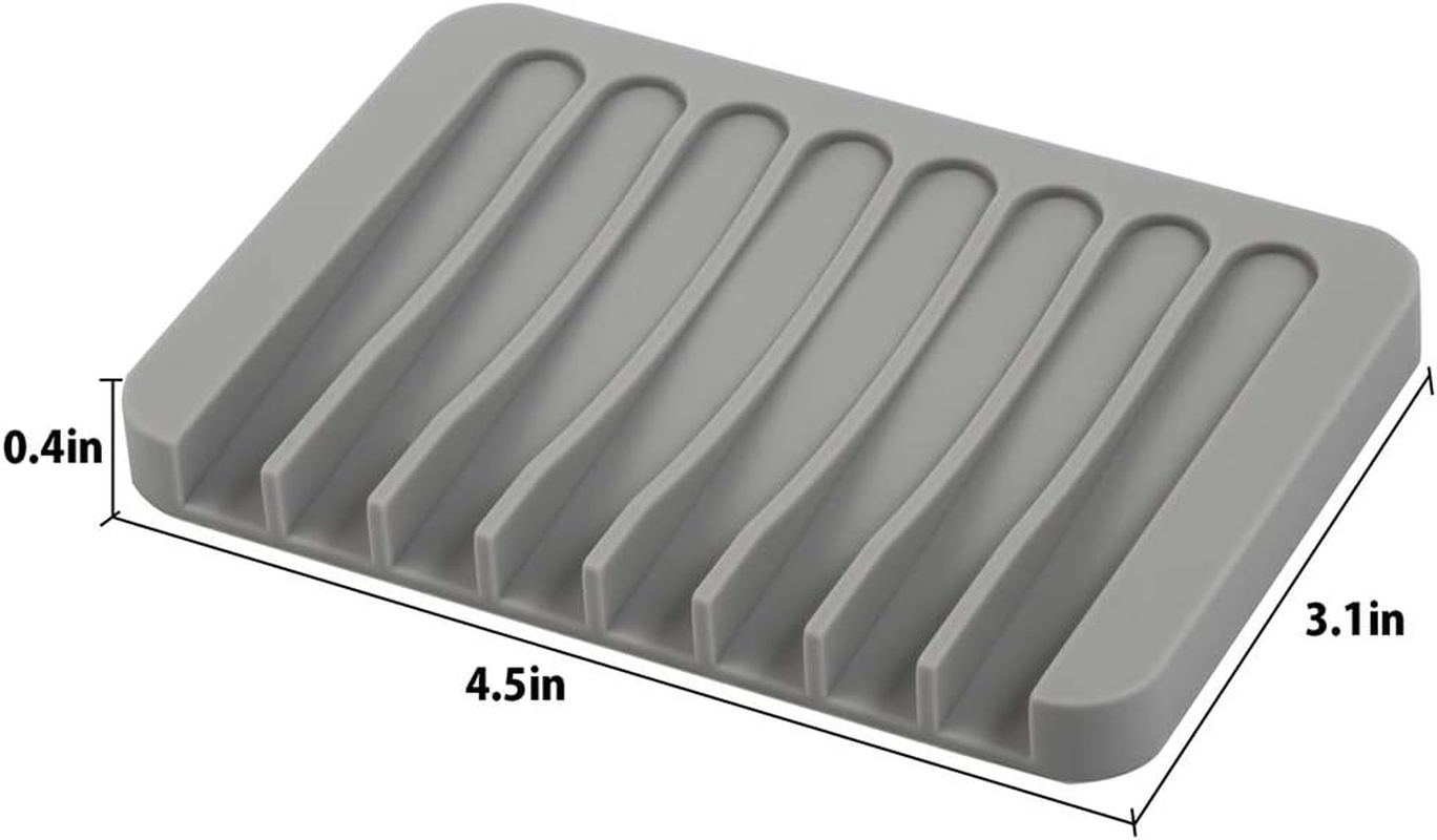 3PCS Self Draining Soap Holder, Premium Silicone Soap Dish, Soap Saver for Shower, Bathroom, Kitchen, Bath Tub, Sponges,Keep Soap Bars Dry Clean,Easy Clean,Extend Soap Life (White) image 6