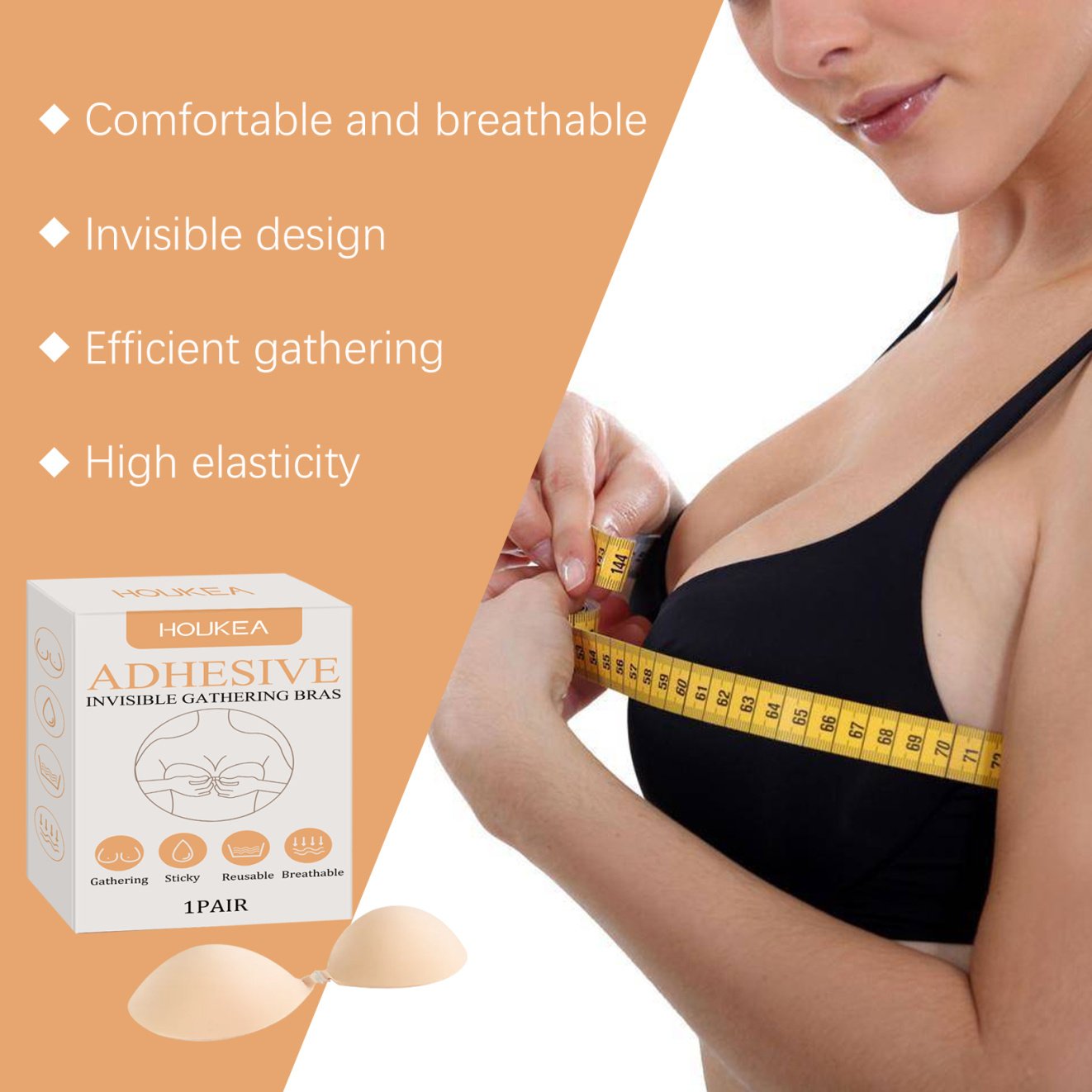 Houkea Invisible Bra Invisible Comfort Gathers Securely To Lift The Breasts And Shape The Curves Of The Breasts image 3