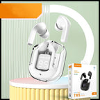 New Mini Transparent Wireless Bluetooth Headset Digital Display ENC Noise Reduction True Wireless Sports Music - Large gift box white image