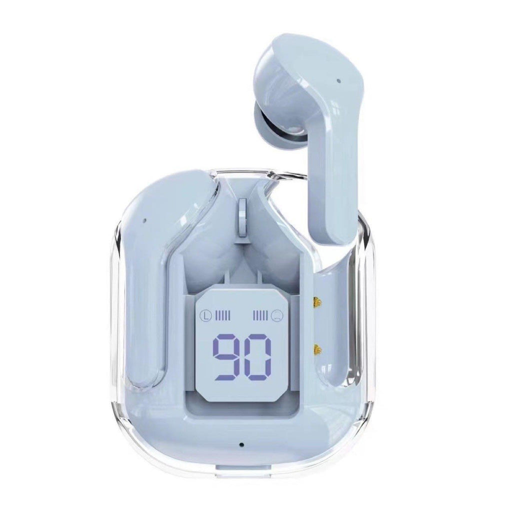 New Mini Transparent Wireless Bluetooth Headset Digital Display ENC Noise Reduction True Wireless Sports Music - CYT2 Blue image