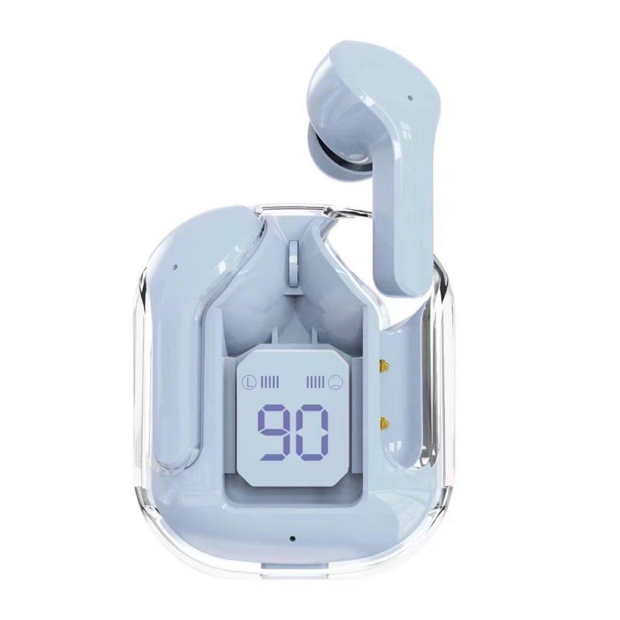 New Mini Transparent Wireless Bluetooth Headset Digital Display ENC Noise Reduction True Wireless Sports Music - CYT2 Blue image