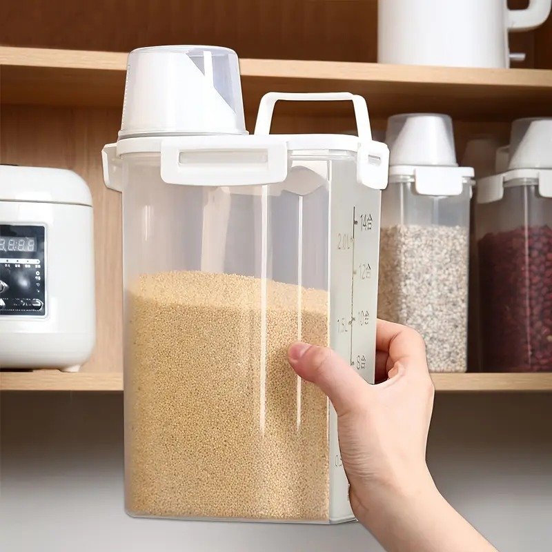 Sealed Food Storage Containers With Lids - Leak-proof And Moisture-proof Kitchen Storage Boxes, Suitable For Grains, Nuts, Flour And Rice - Made Of Durable PE Material image 5