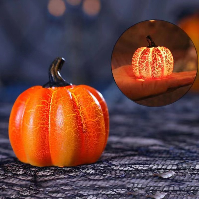 New Halloween Pumpkin Lantern Simulation Pumpkin LED Candle Lamp Resin Luminous Pumpkin image 4
