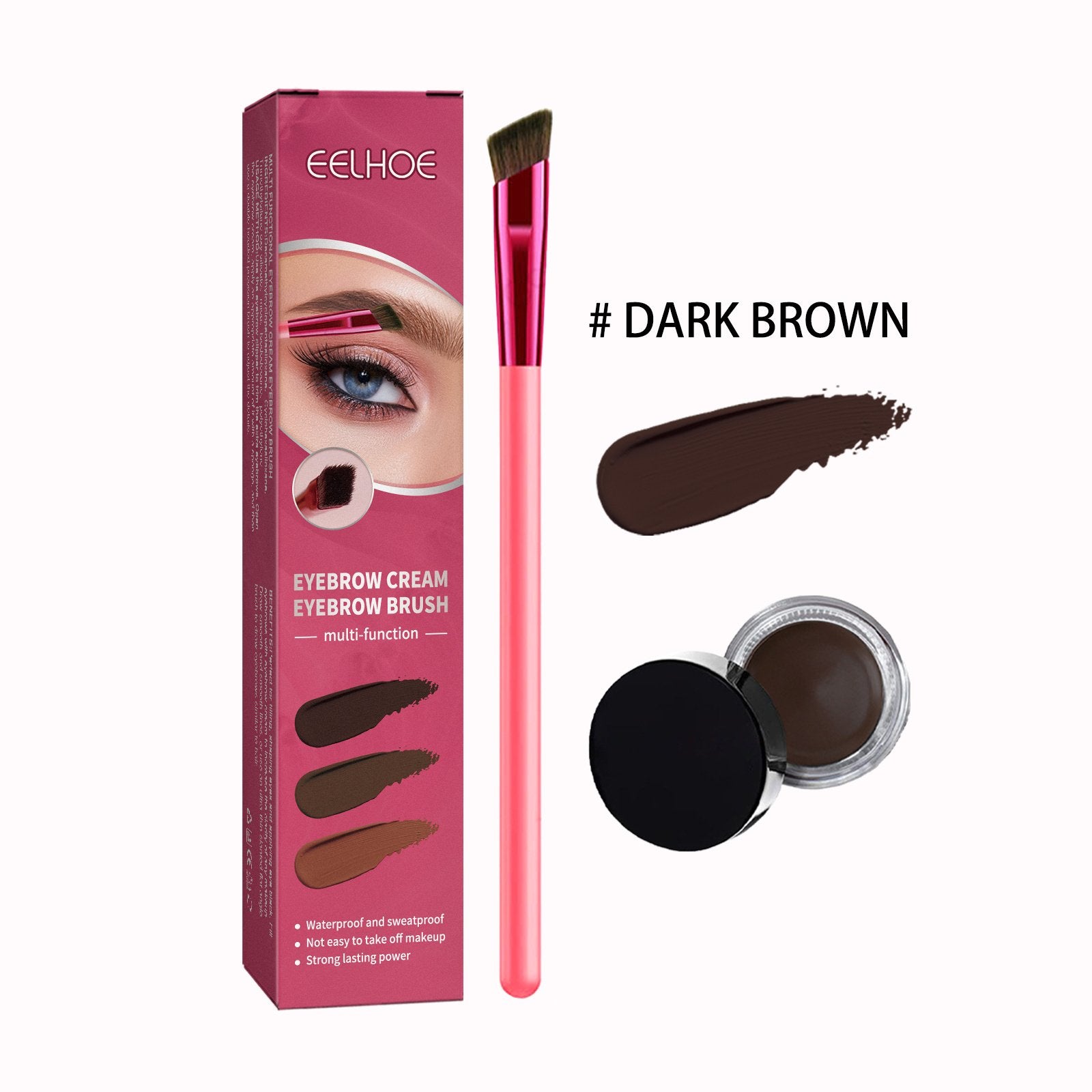 EELHOE Multi-functional Eyebrow Brush Set For Filling, Shaping, And Coloring Smooth Eyebrows Makeup Kit - DARK BROWN image