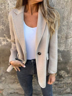 Ins Button Lapel Short Blazer Winter Fashion Commuter Jacket Outwear Women's Clothing - Apricot, 3XL image