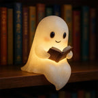 Cute LED Ghost Night Light Children's Nightlight Gift Bedside Sleep Lamp Halloween Decorations Lovely Ghost Lamp Warm Light - Reading Lamp, 10cm image