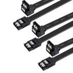 SATA Cable III, 3 Pack SATA Cable III 6Gbps 90 Degree Right Angle with Locking Latch 18 Inch for SATA HDD, SSD, CD Driver, CD Writer - Black image 0