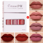 6 Boxes Of Matte Non-stick Cup Waterproof Lipstick Long Lasting Lip Gloss Makeup, - A image
