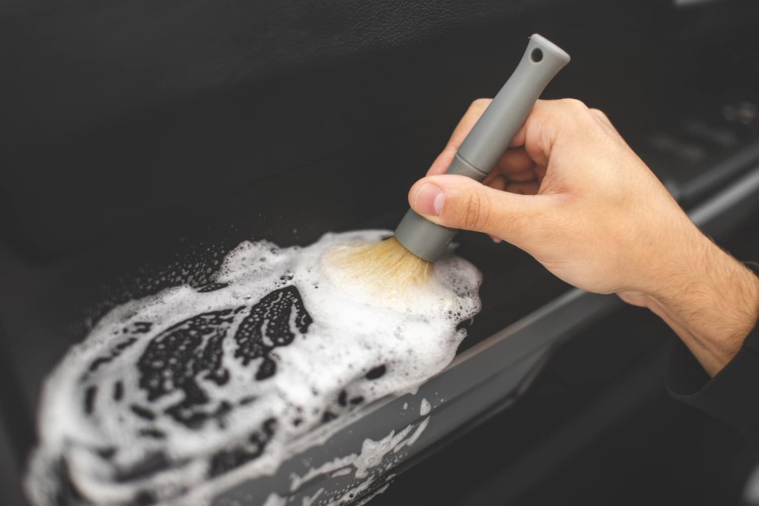 Boar Hair Detailing Brush Large, Comfortable Grip and Heavy-Duty Scrubbing for Interior, Exterior, Engine Bay, Wheels, Exhaust Tips, Textured Plastic image 4