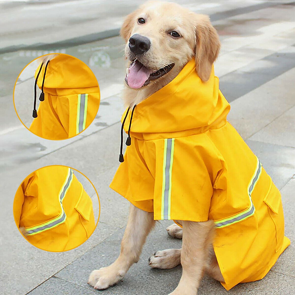 Dog Raincoat,Waterproof Dog Rain Jacket With Safety Reflective Stripe,Hooded Slicker Dachshund Doggy Dog Poncho With Leash For Dogs And Puppies image 0