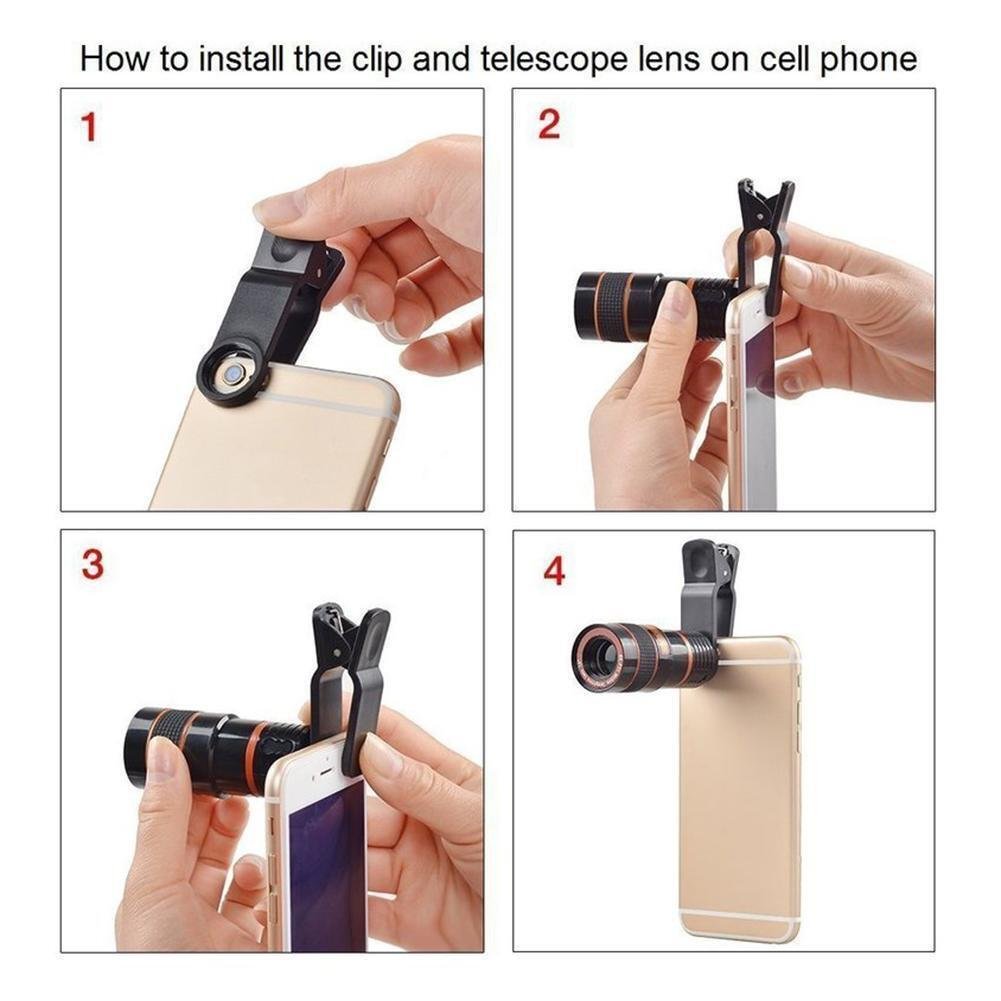 HD 8X Clip On Optical Zoom Telescope Camera Lens For Universal Mobile Cell Phone image 3