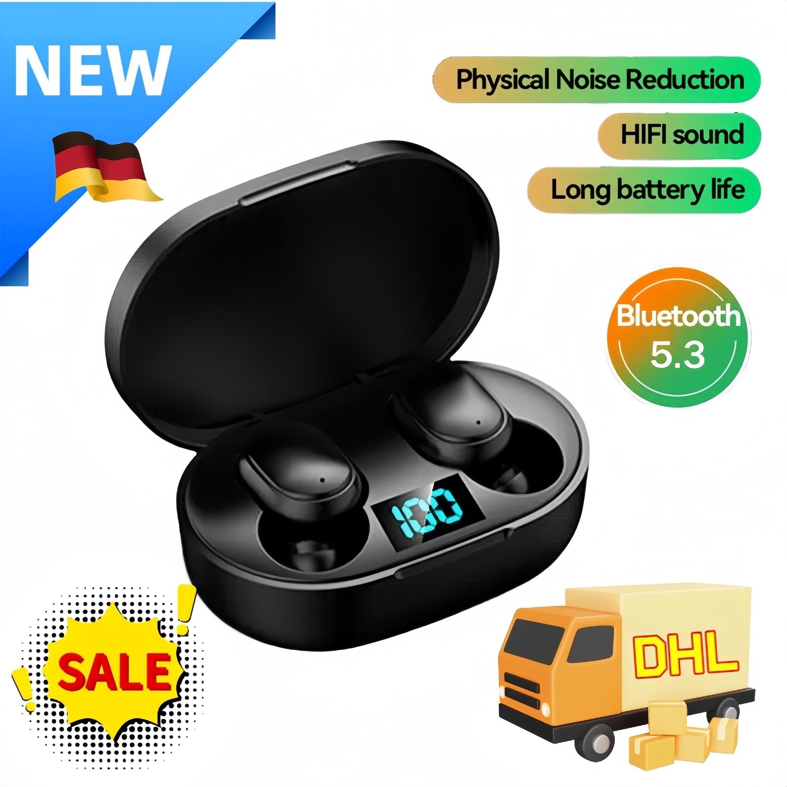 Bluetooth 5.3 Headphones In Ear Wireless TWS Sport Headphones IPX-5 With Microphone De image 0