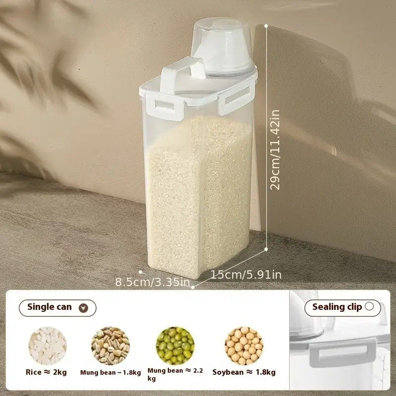 Sealed Food Storage Containers With Lids - Leak-proof And Moisture-proof Kitchen Storage Boxes, Suitable For Grains, Nuts, Flour And Rice - Made Of Durable PE Material image 2