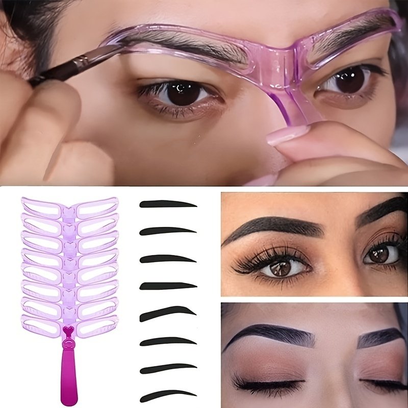 8pcs Eyebrow Stencils, Eyebrow Shaping Kit, Eyebrow Template, 8 Styles Reusable Eyebrow Stencil With Handle image 6