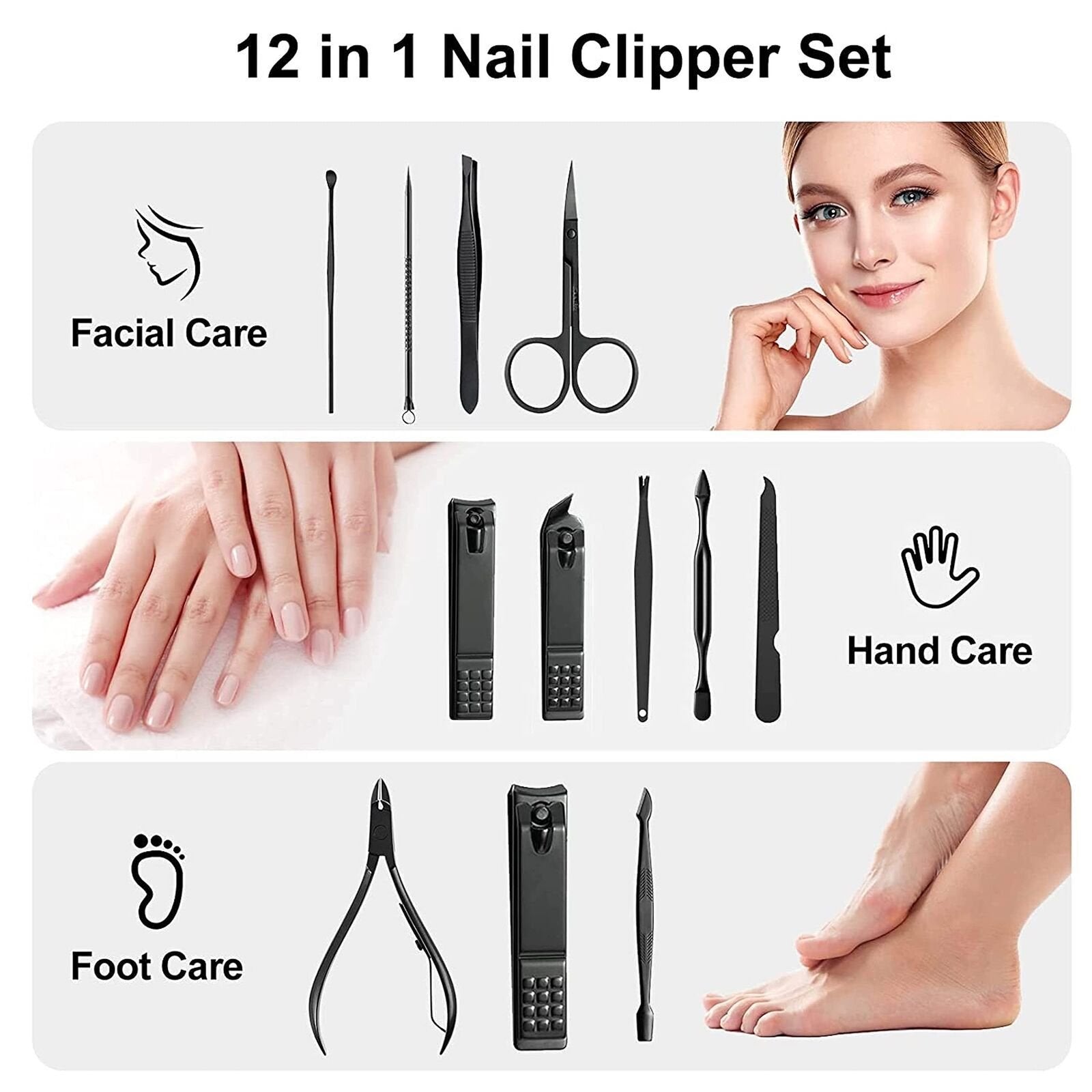 12 Pieces Manicure Pedicure Nail Care Set Cutter Clippers Tool Kit For Women Men image 2